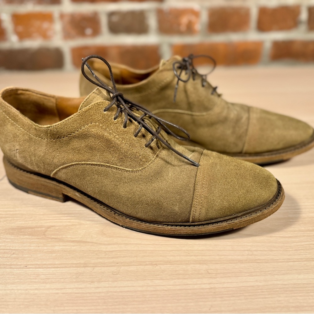 Men's FRYE Cap Toe Brown Suede Shoes